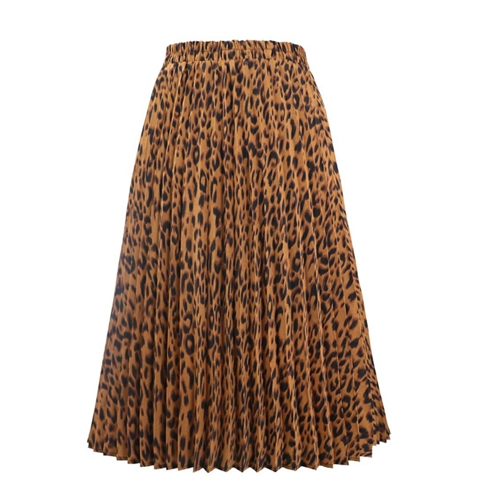 Leopard A-Line Midi Skirt